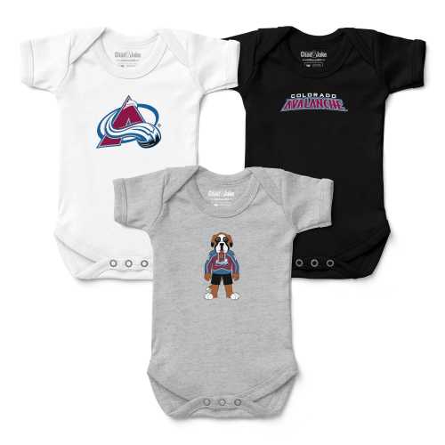 3-Pack Colorado Avalanche Baby Bodysuits - Burgundy & Blue Infant Apparel Set - Newborn Gift Bundle