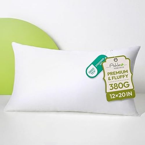 Ashler 12x20 Throw Pillow Inserts, Hypoallergenic Lumbar Pillows