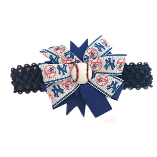 Yankees Baby Girl Boutique Bow Crocheted Headband