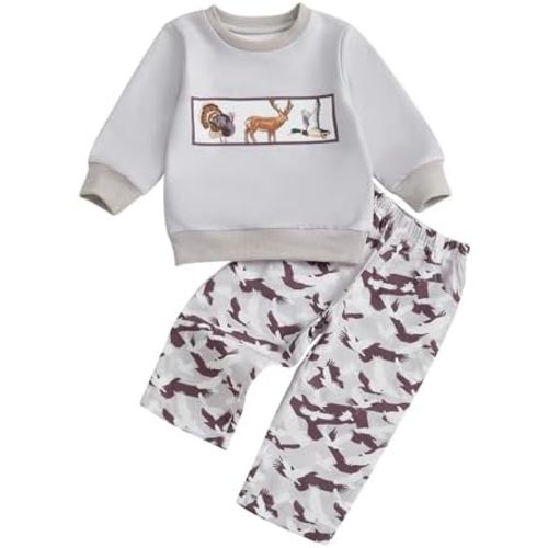 Kaipiclos Toddler Baby Boy Fall Winter Outfits Long Sleeve Duck Print Sweatshirt Tops Pants Boys Clothes 6 12 18 24 Month 3T