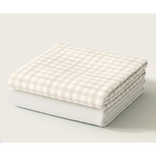 Nestig Mini Crib Gingham Organic Crib Sheet Set (Sand)