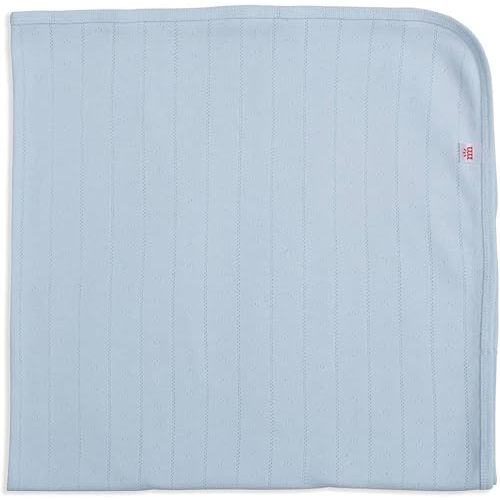 love lines blue organic cotton pointelle baby blanket