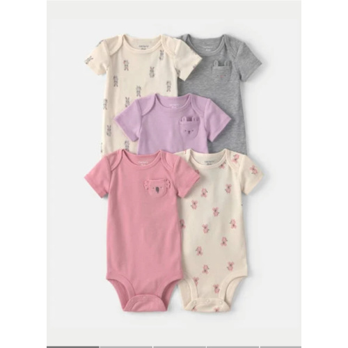 Baby Girl 5-Pack Bunny Multipack Bodysuits - Pink/Ivory | Carter's