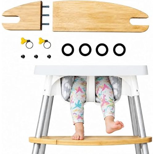 Wooden High Chair Foot Rest for IKEA Antilop, Adjustable Bamboo Footrest for Baby & Toddler, Non-Slip Surface, Easy Installation, High Chair Accessories for IKEA Antilop
