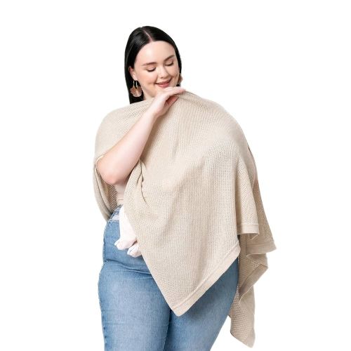 We are Amma | The Cocoon™ - Newborn Essentials Must Haves: Nursing Cover for Breast Feeding Essentials | Nursing Sweater Used as Breastfeeding Cover (Natural, Plus Size)