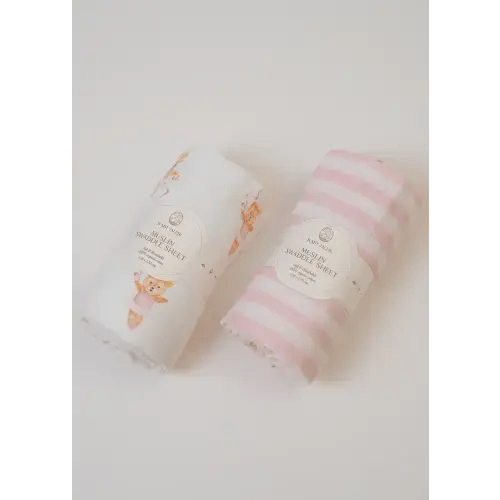 Ballerina Bear Organic Muslin Swaddle Set of 2 – Baby Jalebi Global