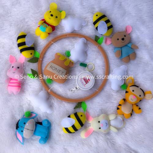 Winnie the pooh nursery mobile, Pooh bear cot mobile, Winnie the Pooh bear and friends crib mobile