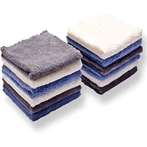 Kyapoo Baby Washcloths 12 Pack 12x12 Inches Microfiber Coral Fleece Extra Absorbent and Soft for Newborns, Infants and Toddlers-3