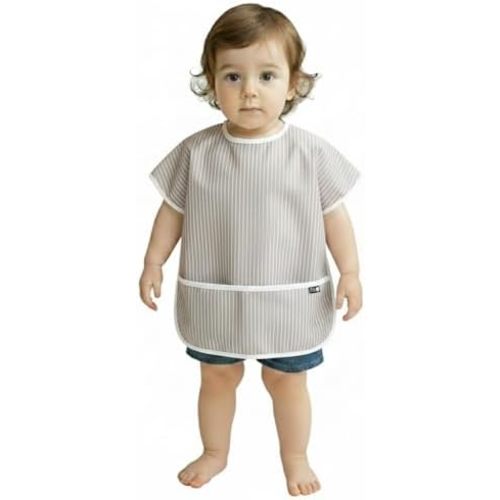 Plie Short Sleeve Waterproof Bib for Toddlers – Easy Clean Feeding Apron for Mealtime, Daycare, Self-Feeding, Lightweight
