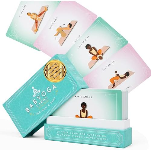 Baby Development Cards – Babyoga Infant Activity Cards for Motor Skills, Milestones & Tummy Time | Screen-Free Baby Bonding Activities & Postpartum Support Gift