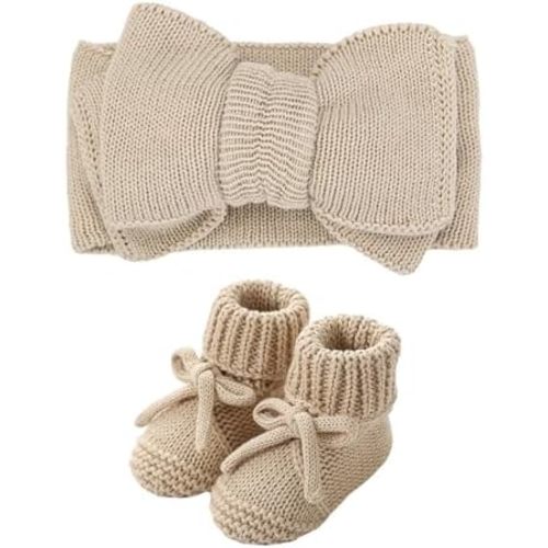 Knit bow and boots 0-12M