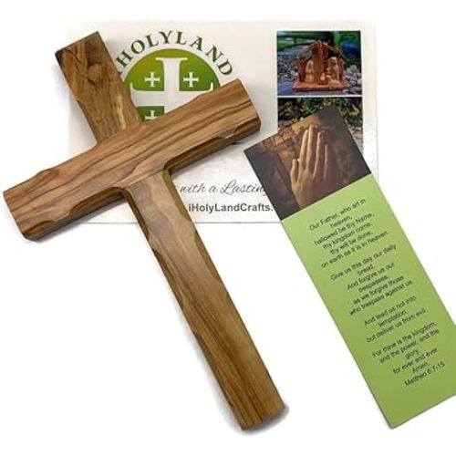 Olive Wood Cross from Bethlehem, Wall Hanging Wooden Cross, Confirmation Cross Gift, Baptism Gifts, Holy Wall Cross, Hand Made religious décor From the Holy Land (One X-Large10" x 6")