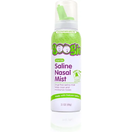 Boogie Baby Saline Nasal Spray Mist, Allergy Relief, Nasal Decongestant, Made with Saline, Unscented, 3.1 Ounce