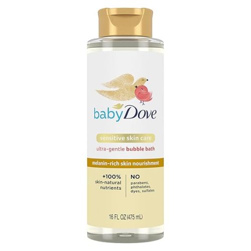 Baby Dove Bubble Bath Melanin-Rich Skin Nourishment for nourished Skin and Bath time Fun Sensitive Skin Care with Skin-Natural nutrients 16 oz, Silver