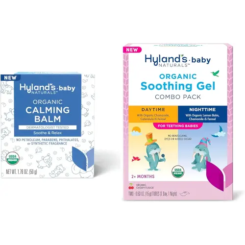 Bundle of Hyland's Baby Organic Calming Balm and Organic Daytime and Nighttime Oral Soothing Gel Combo Pack