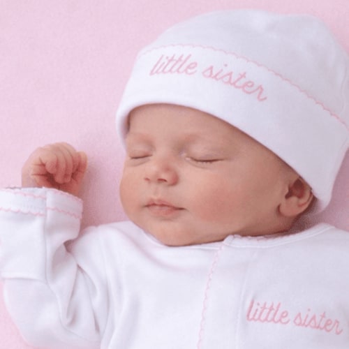 Baby Girl Little Sister Embroidered Hat - Peruvian Pima Cotton - Siblings – Magnolia Baby