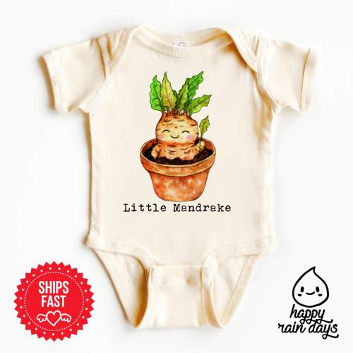 Little mandrake bodysuit, mandrake onesie®, wizard onesie®, magic baby onesie®, cute baby onesie®, funny baby gift, natural color bodysuit