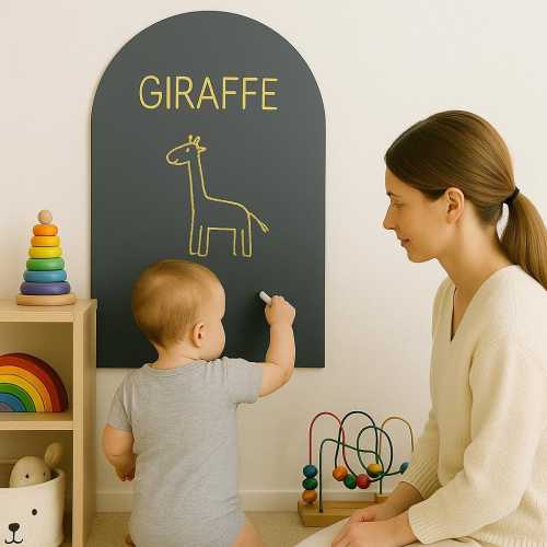 Gray Magnetic Arch Chalkboard Decal – Kids’ Learning & Visual Schedule Board, Montessori Wall Decor