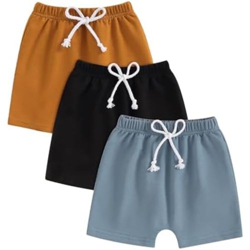 Baby Boys' Toddler 3-Pack Pull-on Jogger Shorts Knit Shorts Classic Fit Elastic Waist Shorts Kids Multipacks Pants