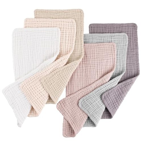 Konssy 6-Pack Thick Muslin Baby Burp Cloths, 6-Layer Ultra Soft Cotton | 100% Cotton, Burp Rags for Baby Drool & Messes, Wash Durable, Absorbent & Durable, Burping Cloths for Boys & Girls (Purple)