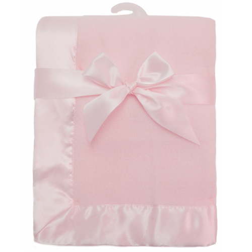 American Baby Company Fleece Blanket with Silk-Like Satin Trim, Soft, Warm & Cozy, Pink, 30" x 40" for Boys and Girls, Perfect for Baby Carrier, Stroller, Travel and Gifting