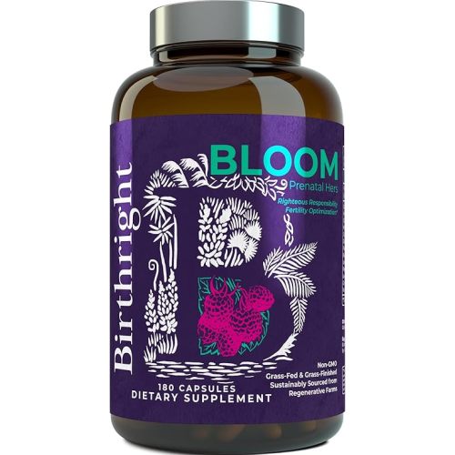 Birthright Bloom Prenatal Vitamins – Whole Food, Grass-Fed Liver, 180 Count