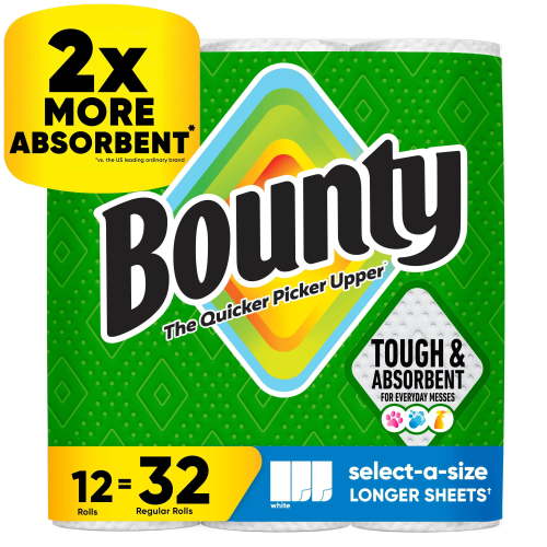 Bounty Select-A-Size 2-Ply Paper Towels, 12 Rolls, 110 sheets/roll