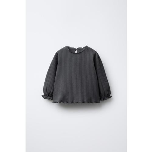 POINTELLE LACE TOP - Anthracite grey | ZARA United States