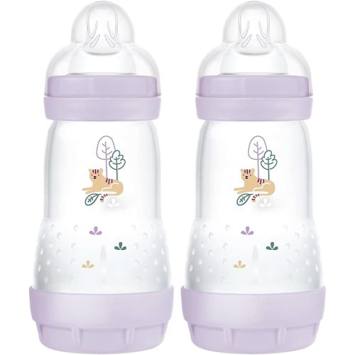 MAM Easy Start Anti-Colic Baby Bottle 9 oz, Medium Flow, Breastfeeding-Like Silicone Nipple Bottle, Reduces Colic, Gas, & Reflux, Easy-to-Clean, BPA-Free, Vented Baby Bottles for Newborns, 2+ Months