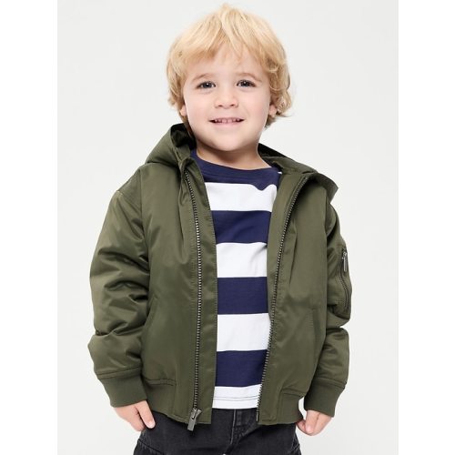 Water-Resistant Oversized Satin Bomber Jacket for Toddler Boys