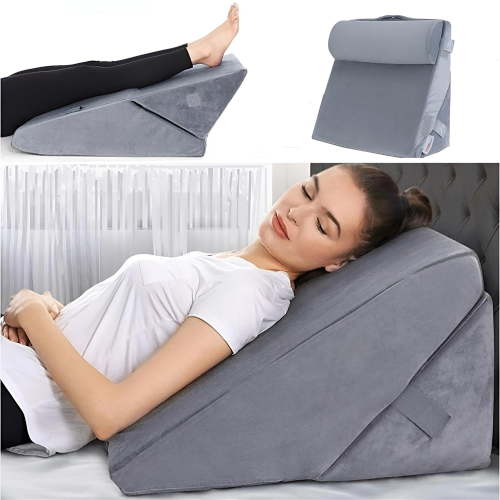 Bed Wedge Pillow for Sleeping, Adjustable Wedge Pillow Headboard, Memory Foam Incline Cushion for Legs and Back, Body Support Pillow with Machine Washable Cover - Walmart.ca