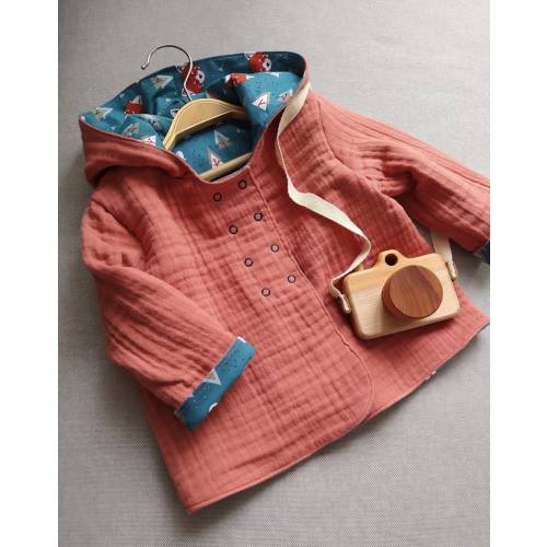 Reversible Hooded Baby Jacket: Organic Cotton Muslin, Seasonal Toddler Outfit - Etsy