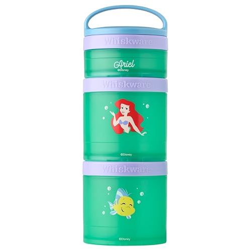 (Ariel) DiSNEY PRINCESS Whiskware Stackable Snack Pack - 3 Jar + Handle - Purple/Green/Blue