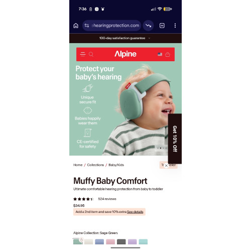 Muffy Baby Comfort Baby Ear Protection | Alpine
