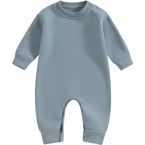 AEEMCEM Newborn Baby Boy Girl Clothes Fleece Romper Jumpsuit Solid Color Long Sleeve One Piece Bodysuit Warm Winter Outfit