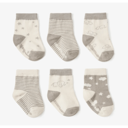Elephant Non Slip Baby Socks 6pk – Elegant Baby