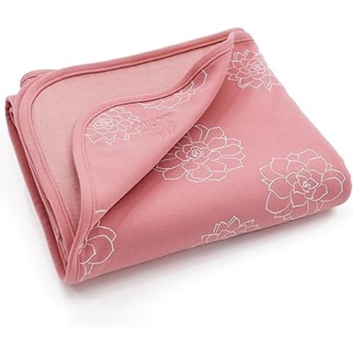 Woolino Baby Blanket for Crib or Stroller - Merino Wool and Organic Cotton Infant Blanket - 4 Season - 40” x 31.5” - Succulent