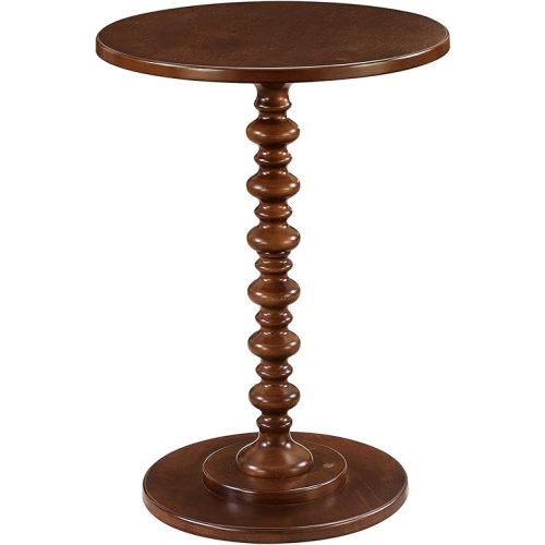 Convenience Concepts Palm Beach Spindle Table 17.75" - Traditional Round End Table for Living Room, Turned Solid Wood Side Table, Classic Display Pedestal Table, Espresso