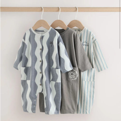 Buy Grey Scandi Cactus Baby Rompers 3 Pack from Next USA