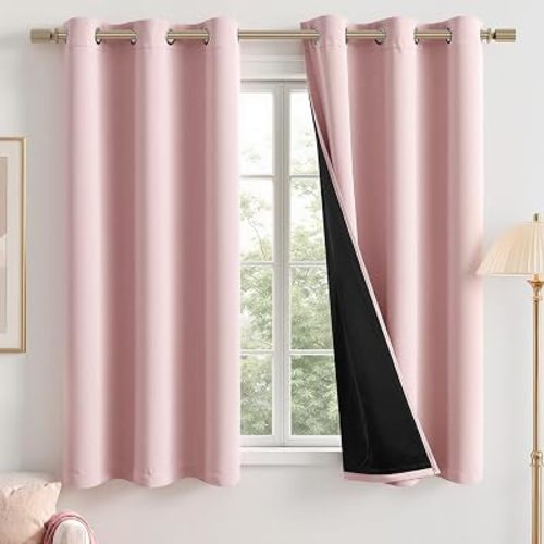 MIULEE Light Pink 100% Blackout Curtains for Bedroom 40x63 Inch Long