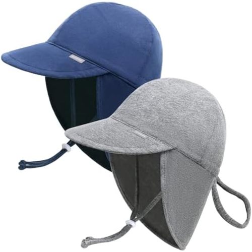 Duoyeree UPF 50+ Baby Sun Protection Hat with Neck Flap Kids Infant Toddler Beach Hat for Boys Girls 0-5T