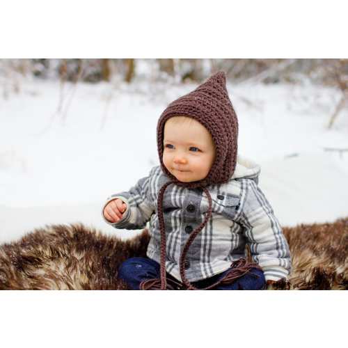 Baby gnome hat 46 colors pixie elf winter bonnet newborn boy toddler girl sizes crochet knit cold weather accessory gift for her brown taupe
