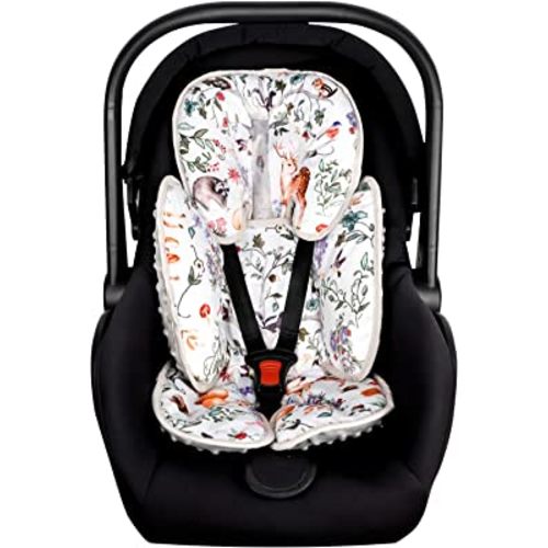 2 in 1 Infant Car Seat Insert, Car Seat Head Support Baby Girls Boys, Soft Newborn Carseat Insert Cushion, Perfect for Carseats, Strollers, Swings (Gray Animals)