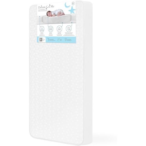 Dream On Me Breathable Full Size Firm Foam Crib and Toddler Bed Mattress, White Floral Cover, 6 Inch