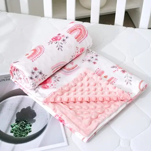 1PC Baby Soft Plush Minky Reversible Blanket with Double Layer Dotted Backing for Toddler, Cute Cartoon Baby Blanket for Boys Girls, Multicolor Printed 30 x 40 Inch (75 x 100 cm), Cozy Blanket - TikTok Shop