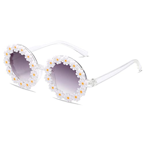 WZWLKJ Round Flower Sunglasses for Baby Girls Flower Shaped Cute Glasses UV 400 Protection Outdoor Beach Girl Boy