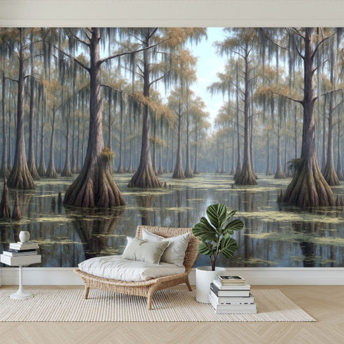 Red Barrel Studio® 3D Wallpaper Bayou New Orleans Cypress Tree Swamp Pictures Royalty Wall Mural Self Adhesive Peel and Stick Wallpaper for Bedroom Living Room Dormitory Home Decor Wall Ceiling Wardrobe Sticker | Wayfair
