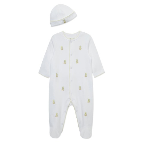 Sweet Ducks Embroidered Cotton Footie & Hat Set (Nordstrom Exclusive)