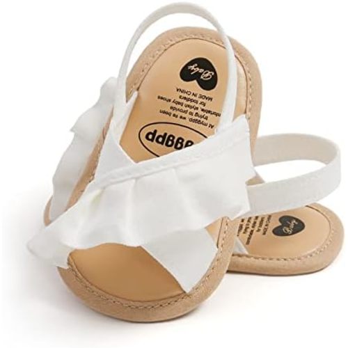 Baby Girl Sandals Flower Bowknot Soft Sole Anti Slip Rubber Wedding Dress Flats Toddler First Walking Shoes