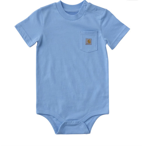 6-9M Powder Blue Kids' Short Sleeve Pocket Bodysuit (Baby) | Carhartt